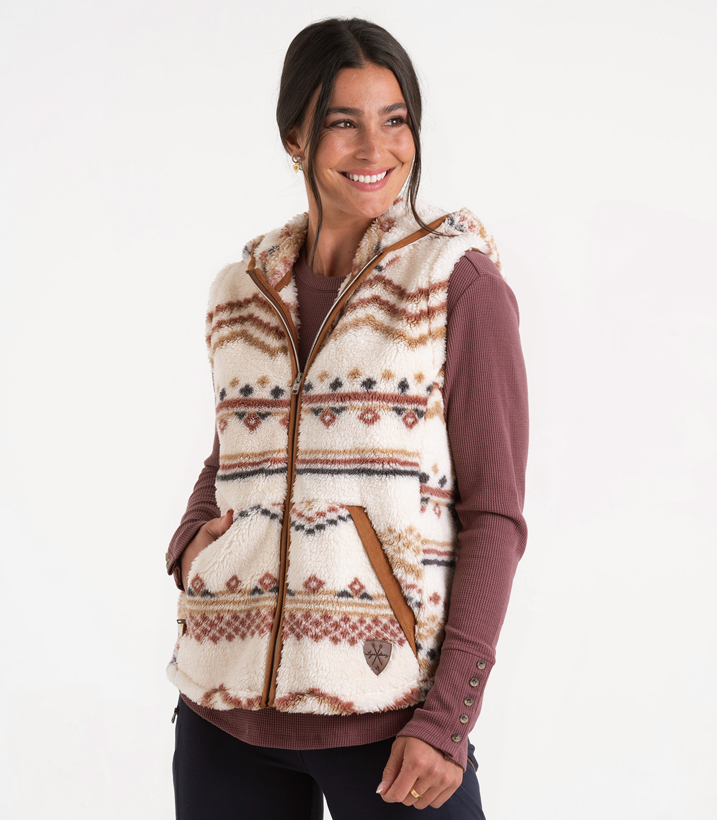 Women's Fuzzy Hide Fleece Hooded Vest | Warm & Comfy Layering