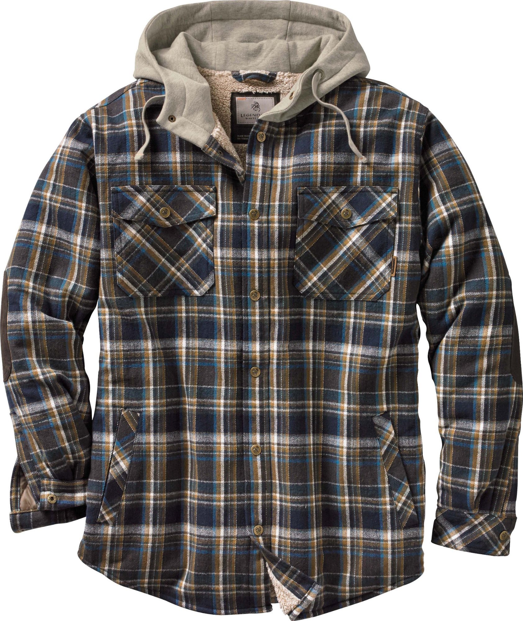 legendary whitetails men's camp night berber lined hooded flannel shirt jacket