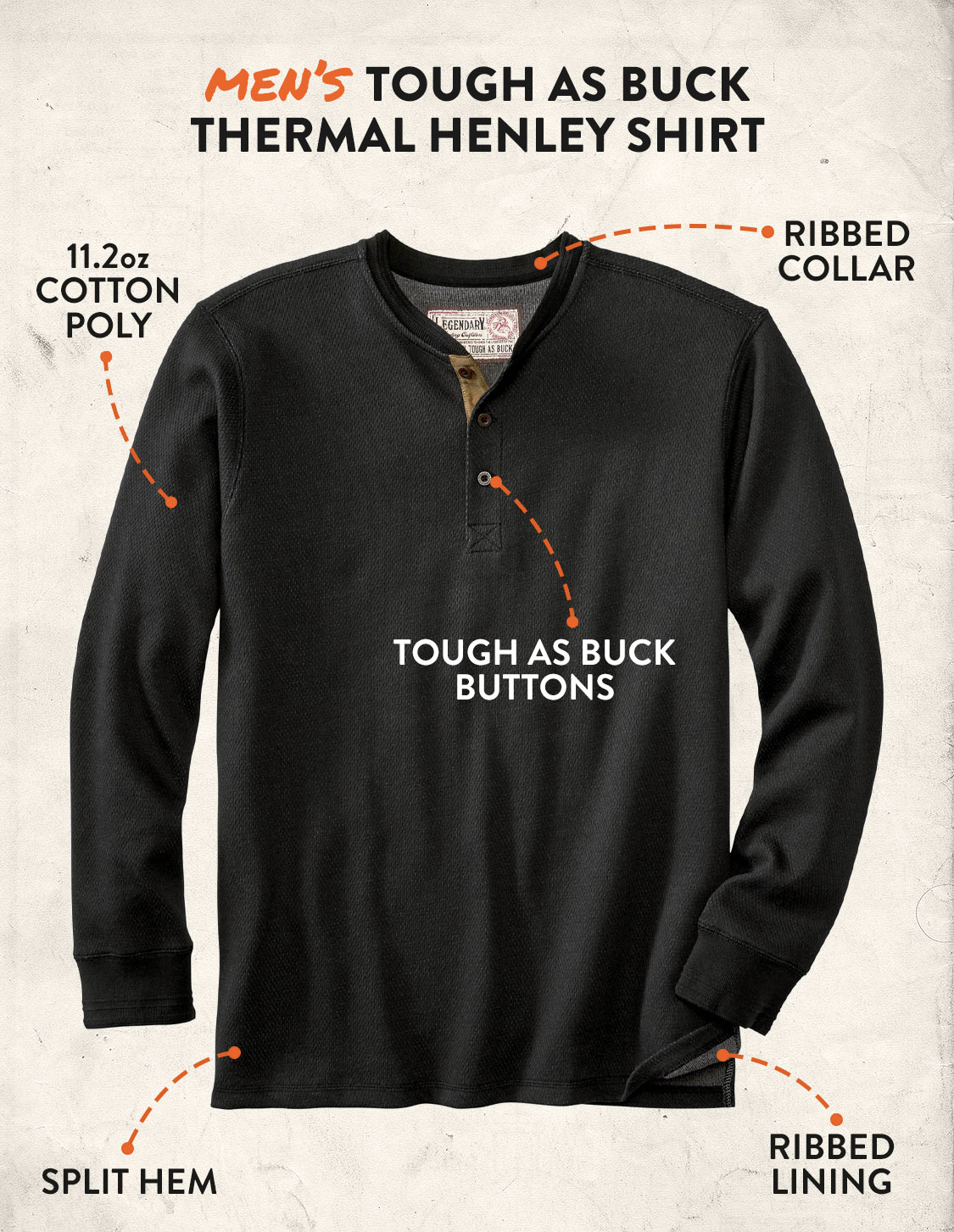 Shop Men's Tough as Buck Double Layer Thermal Henley Shirt