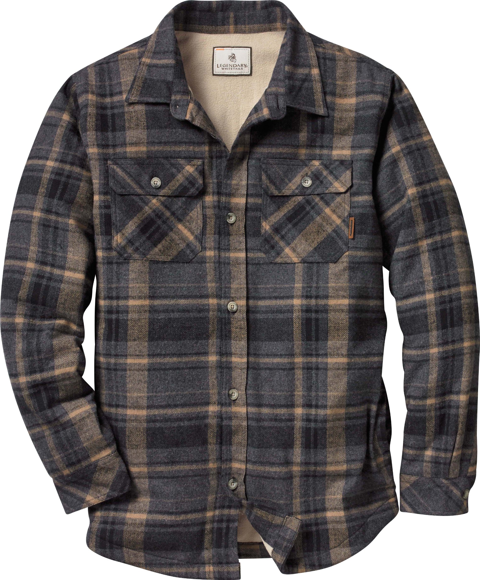 men's deer camp fleece lined flannel shirt jacket