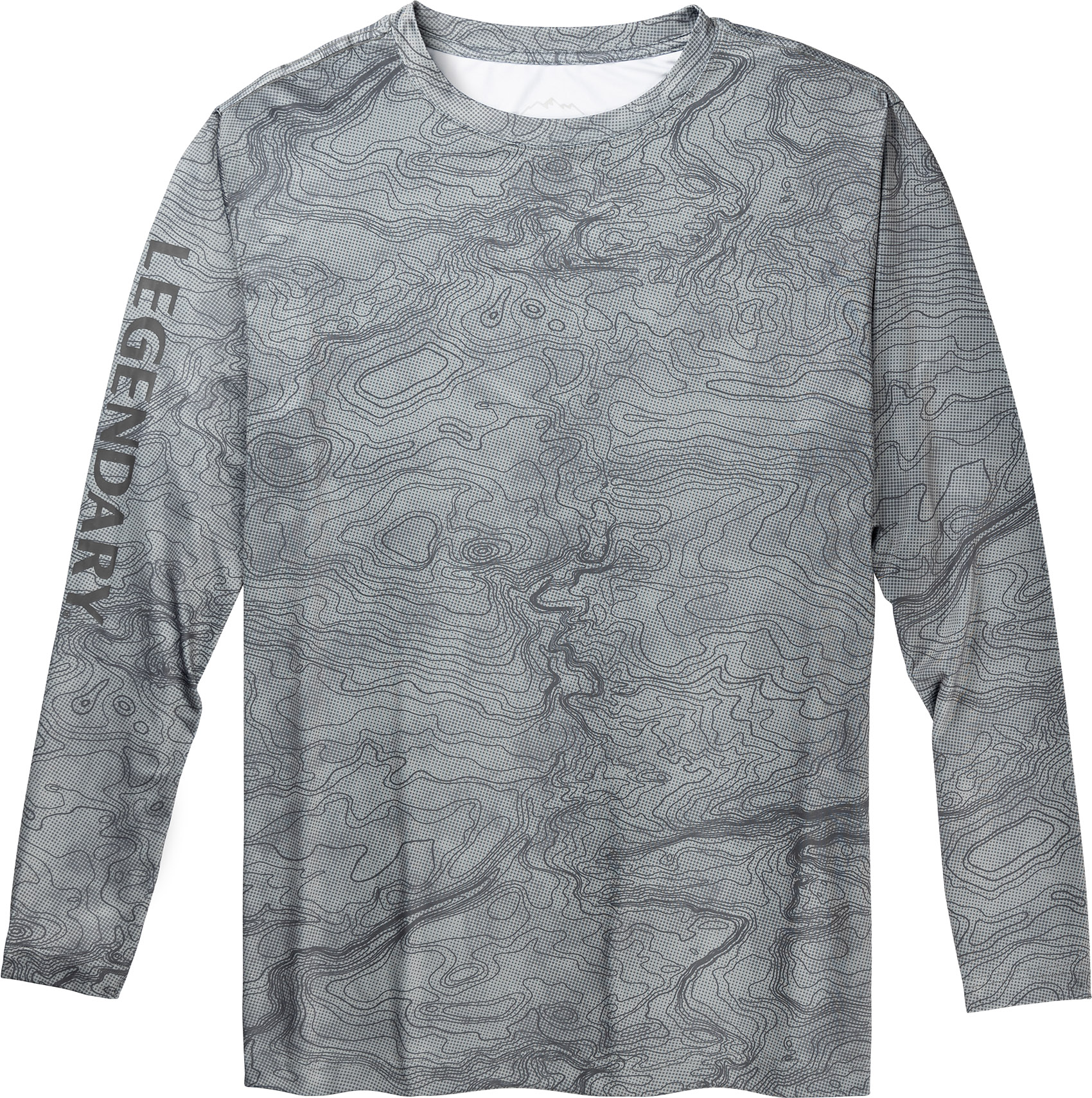 Legendary Whitetails Mens Moisture Wicking UPF Sun Protection Topographical Print Long Sleeve T-Shirt Cloudy Skies Trail Large Polyester/Spandex