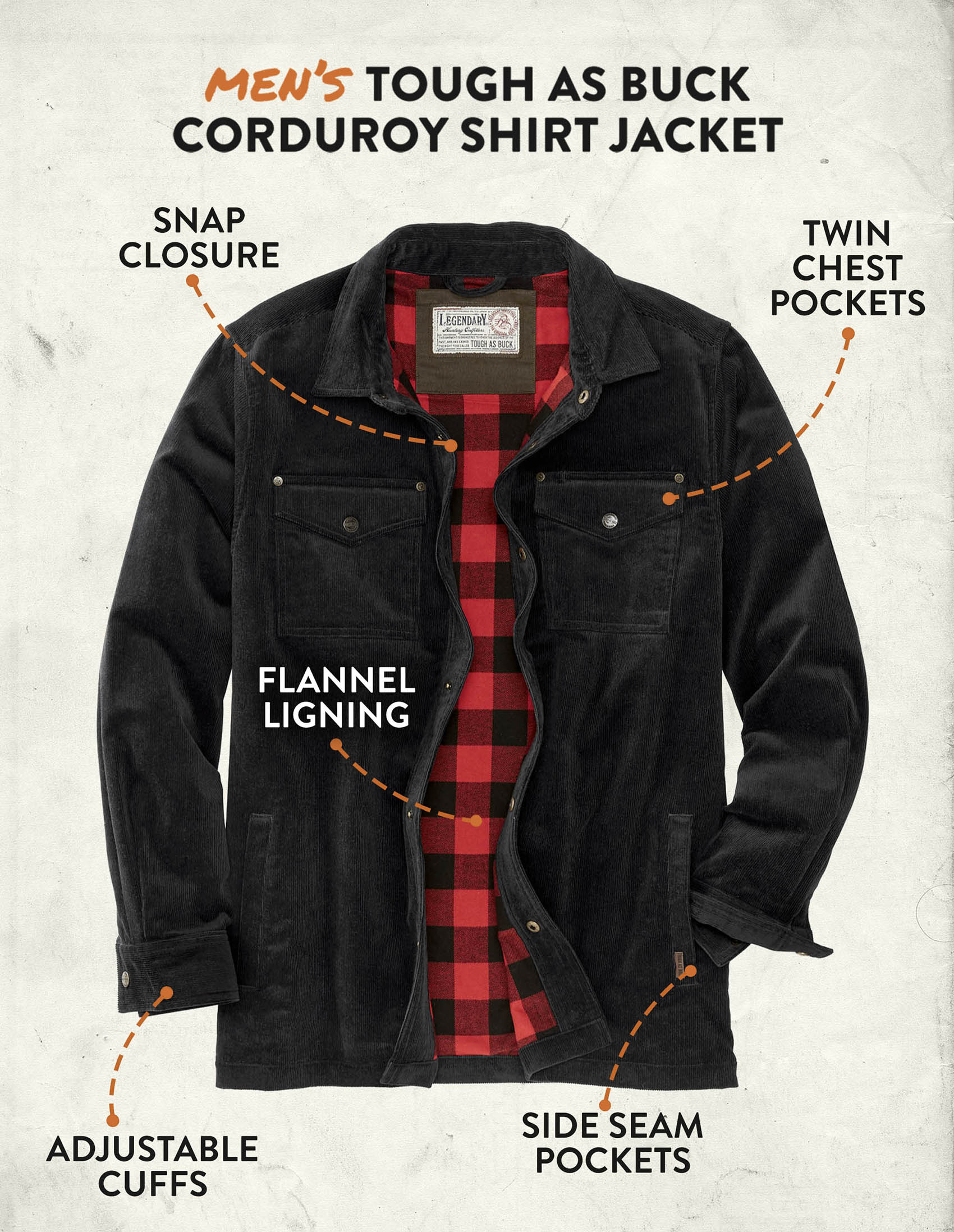 Shop Men's Tough As Buck Corduroy Shirt Jacket | Legendary Whitetails