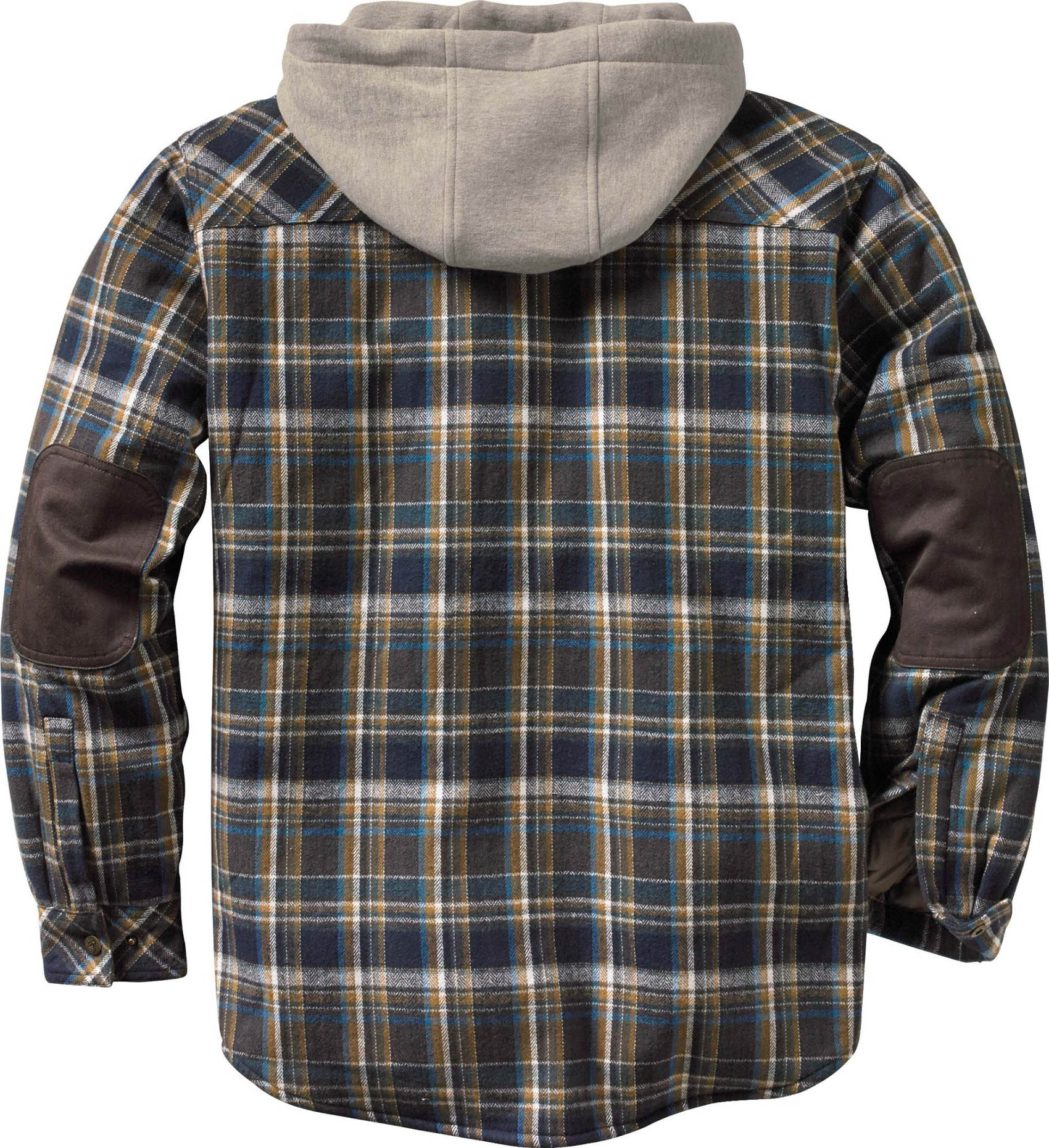 Men's Plaid Flannel Shirt Jacket Fully Quilted Lined Pocket Warm Zip-Up ...