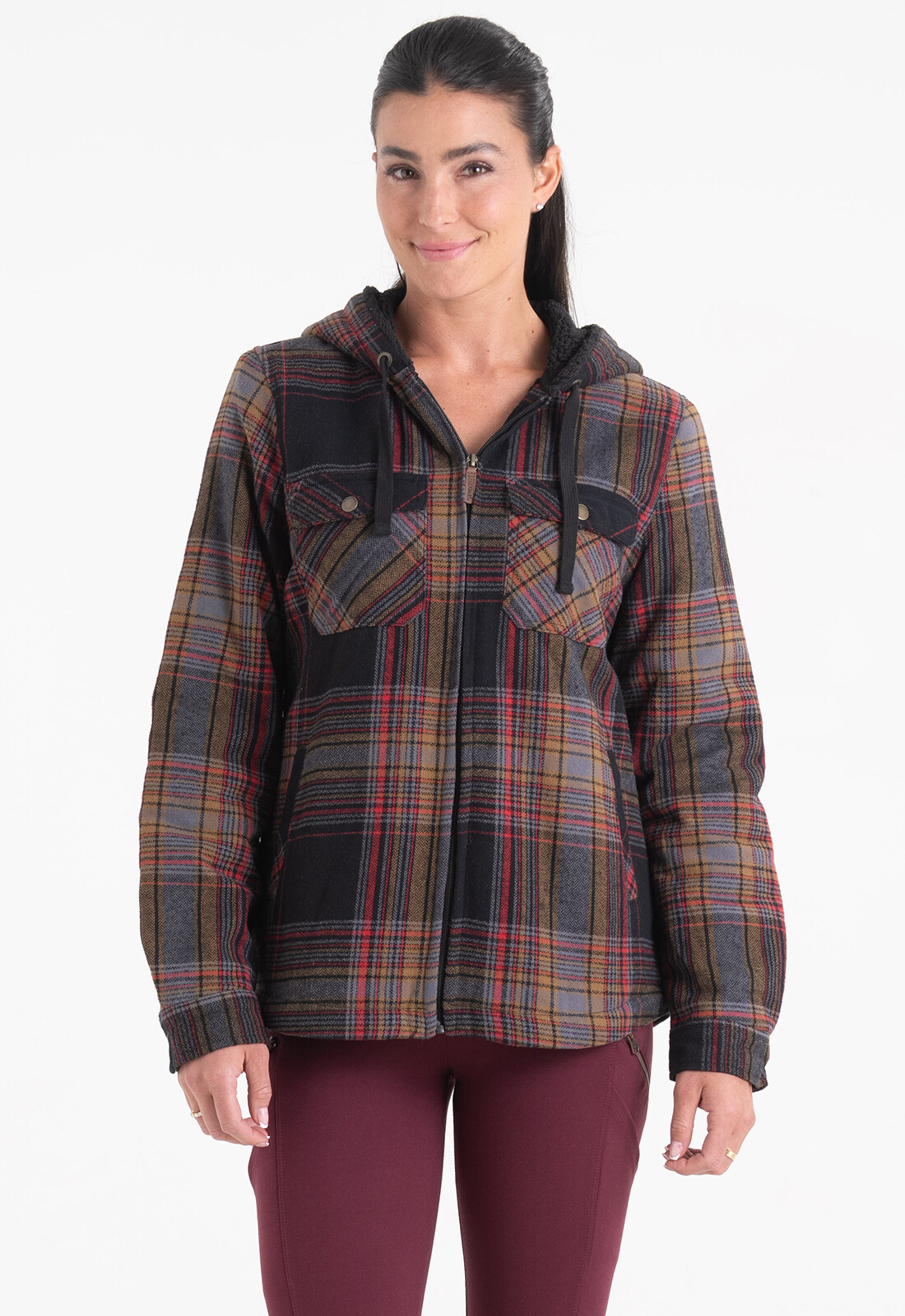 ♥HEYHEY セーラーカラーブルゾン チェック柄 オーバーサイズ♥ Women's Berber Fleece Shirt Jacket | Lightweight Layering