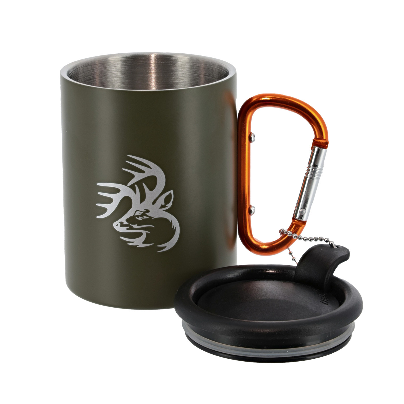 10 oz stainless steel coffee mugs w custom logo carabiner