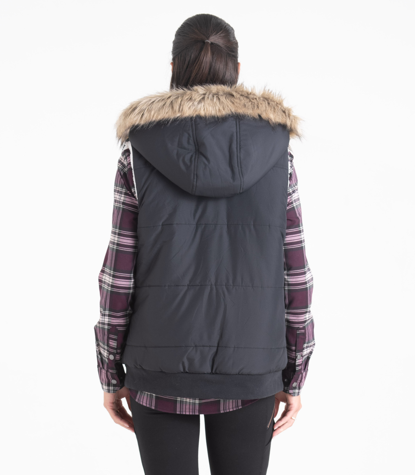  | Fitted Puffer Gilet-BACK-S①-9 womens-quilted-toggle-hooded-